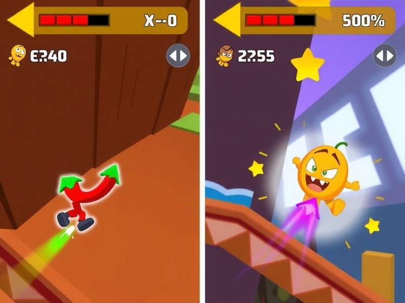 Chilli Mustard Sprint gameplay showing chili power-ups and mustard boosts